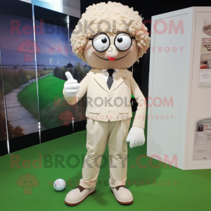 Beige golfbold maskot...