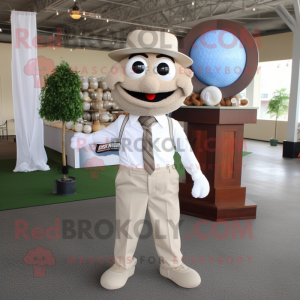 Beige golfball maskot drakt...