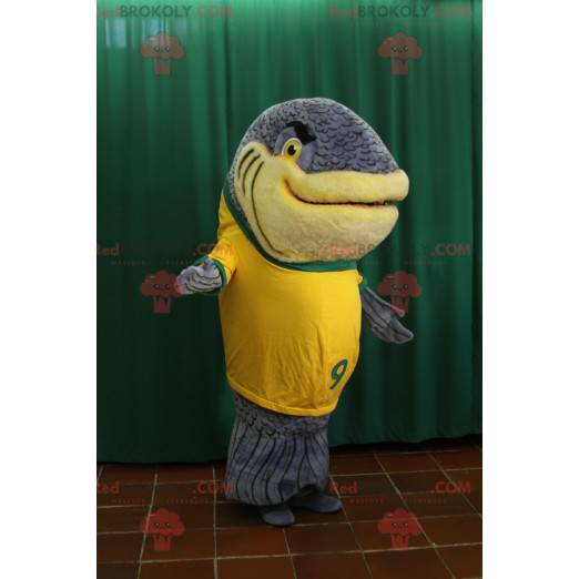 Very realistic gray giant fish mascot - Redbrokoly.com