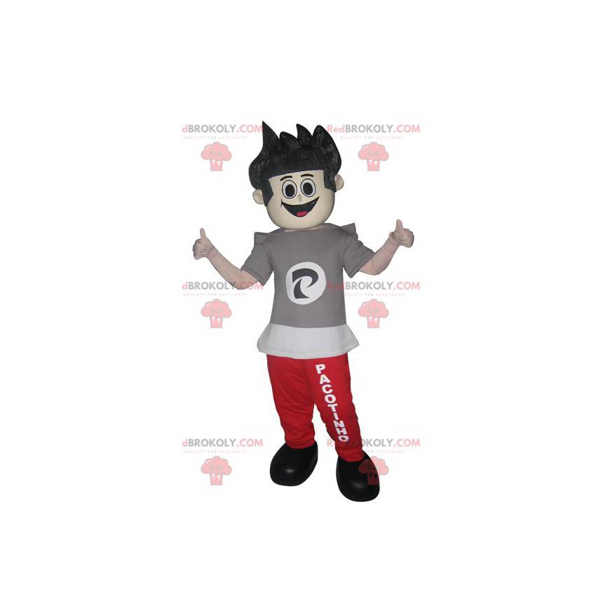 Teen boy mascot in jogging and t-shirt - Redbrokoly.com