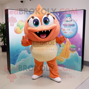 Peach Piranha mascot costume character dressed with a Capri Pants and Shawls