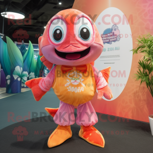 Peach Piranha mascot costume character dressed with a Capri Pants and Shawls