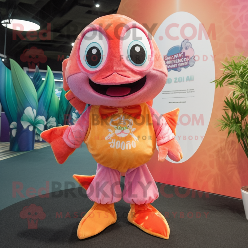 Peach Piranha mascot costume character dressed with a Capri Pants and Shawls