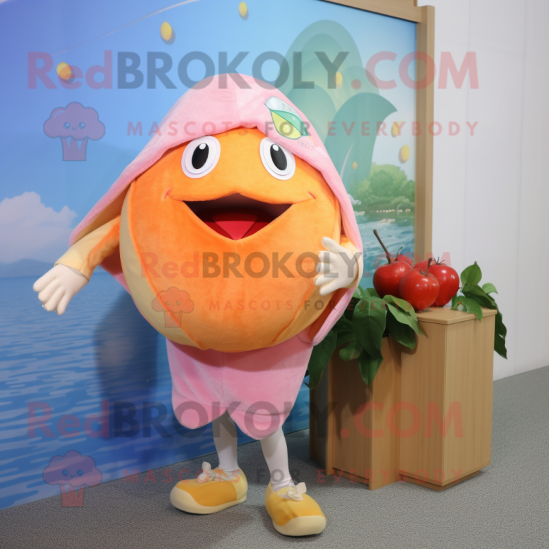 Peach Piranha mascot costume character dressed with a Capri Pants and Shawls