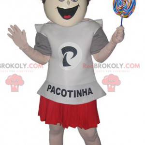 Teenage girl mascot in skirt and t-shirt - Redbrokoly.com