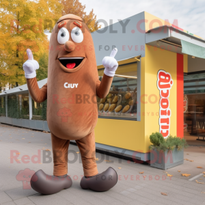 Grijze Currywurst mascotte...