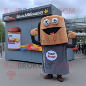 Gray Currywurst mascot costume character dressed with a Corduroy Pants and Earrings