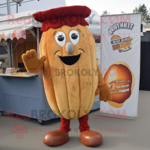 Gray Currywurst mascot costume character dressed with a Corduroy Pants and Earrings