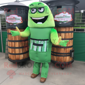 Green Bbq Ribs mascot costume character dressed with a Sheath Dress and Bracelets