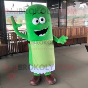Green Bbq Ribs mascot costume character dressed with a Sheath Dress and Bracelets