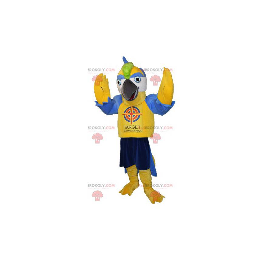 Maskot obří žlutý a modrý pták - Redbrokoly.com