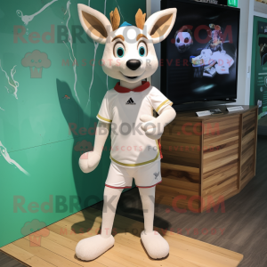 White Roe Deer mascot costume character dressed with a Board Shorts and Anklets