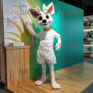 White Roe Deer mascot costume character dressed with a Board Shorts and Anklets