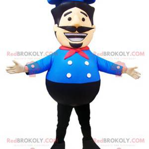 Chef chef mascote com camisa azul e boné - Redbrokoly.com