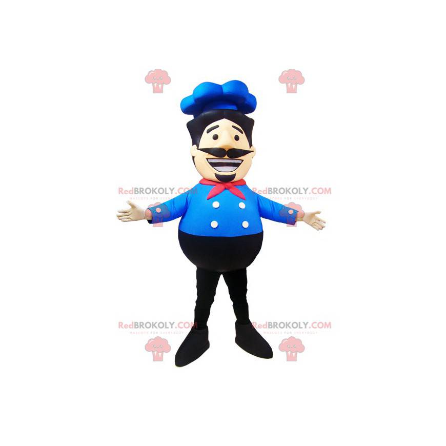 Chef chef mascote com camisa azul e boné - Redbrokoly.com