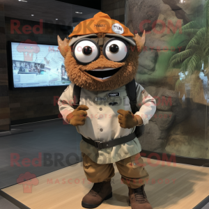 Rust Tuna mascot costume character dressed with a Cargo Pants and Digital watches