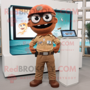 Rust Tuna mascot costume character dressed with a Cargo Pants and Digital watches