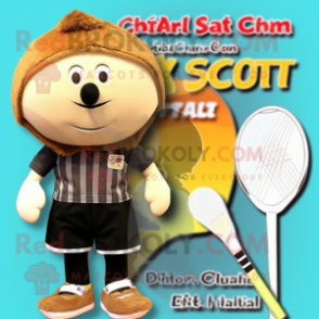 Tan Squash mascot costume character dressed with a Board Shorts and Hairpins