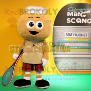 Tan Squash mascot costume character dressed with a Board Shorts and Hairpins