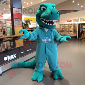 Postava maskota Teal T Rex...