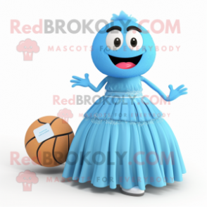 Sky Blue Volleyball Ball mascot costume character dressed with a Ball Gown and Handbags