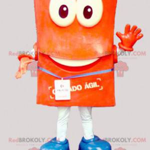 Mascotte de bonhomme orange avec de grands yeux - Redbrokoly.com