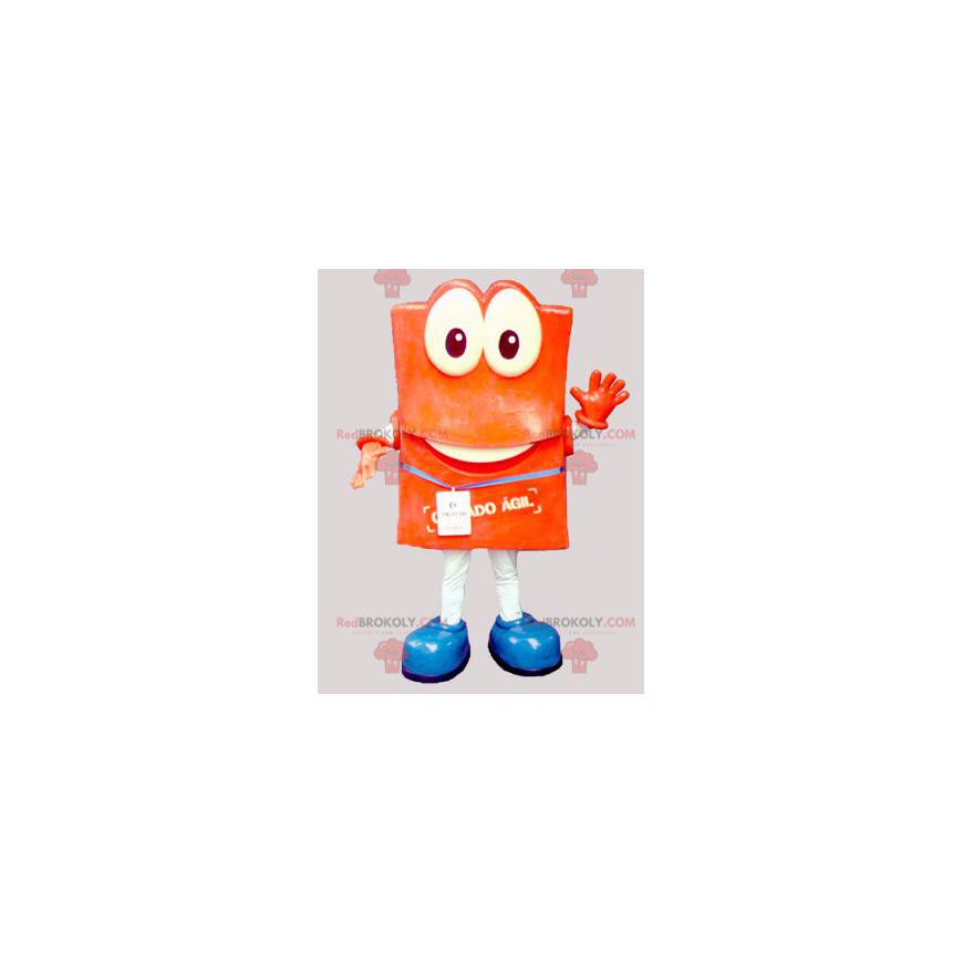 Orange snowman mascot with big eyes - Redbrokoly.com