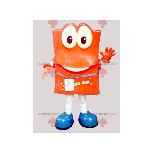 Oranje sneeuwpopmascotte met grote ogen - Redbrokoly.com