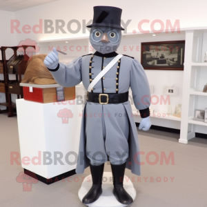 Gray Civil War Soldier mascot costume character dressed with a Pencil Skirt and Bow ties