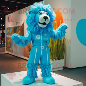 Cyan Lion mascotte kostuum...