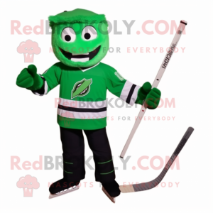 Grønn ishockeypinne maskot...