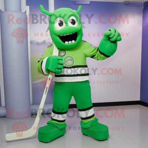 Grøn ishockeypind maskot...