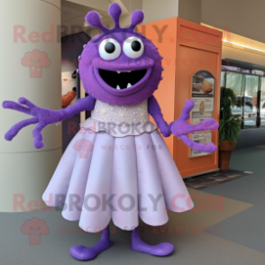 Lavender Crab Cakes mascot costume character dressed with a Empire Waist Dress and Earrings