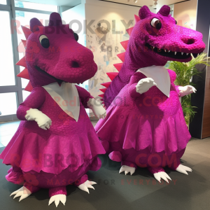 Magenta Ankylosaurus maskot...