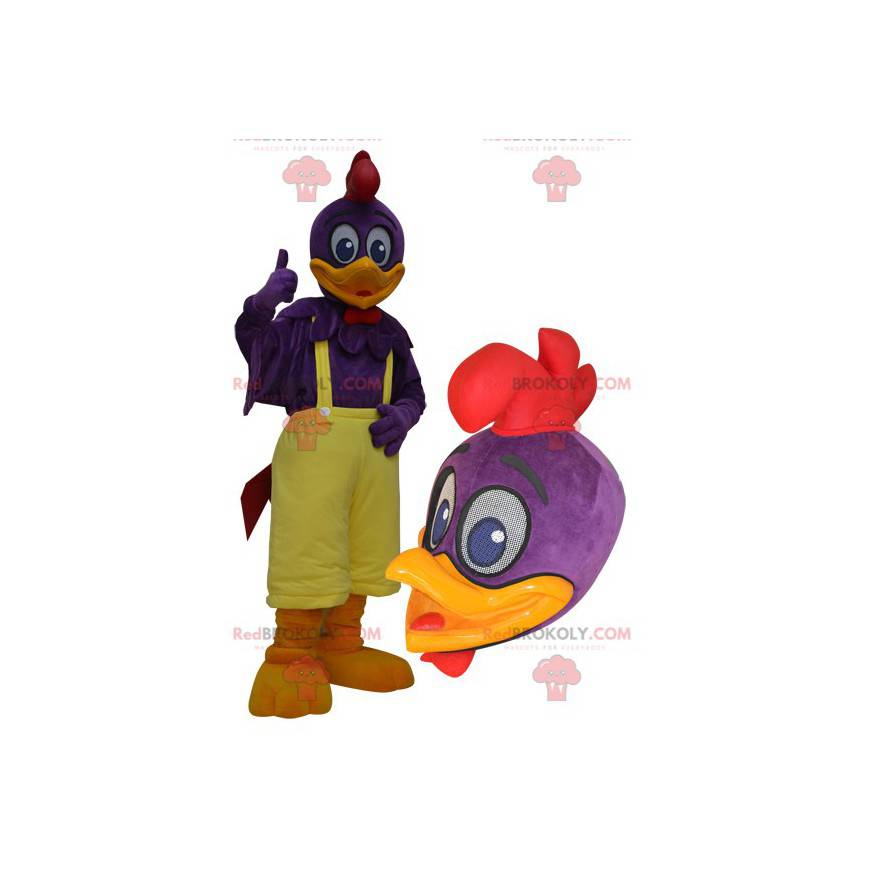 Mascota del pato amarillo y morado gigante - Redbrokoly.com Mascota del pato amarillo y morado gigante - Redbrokoly.com