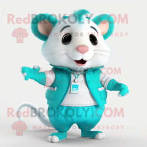 Cyan hamster maskot drakt...