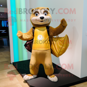 Gold Otter maskot kostume...