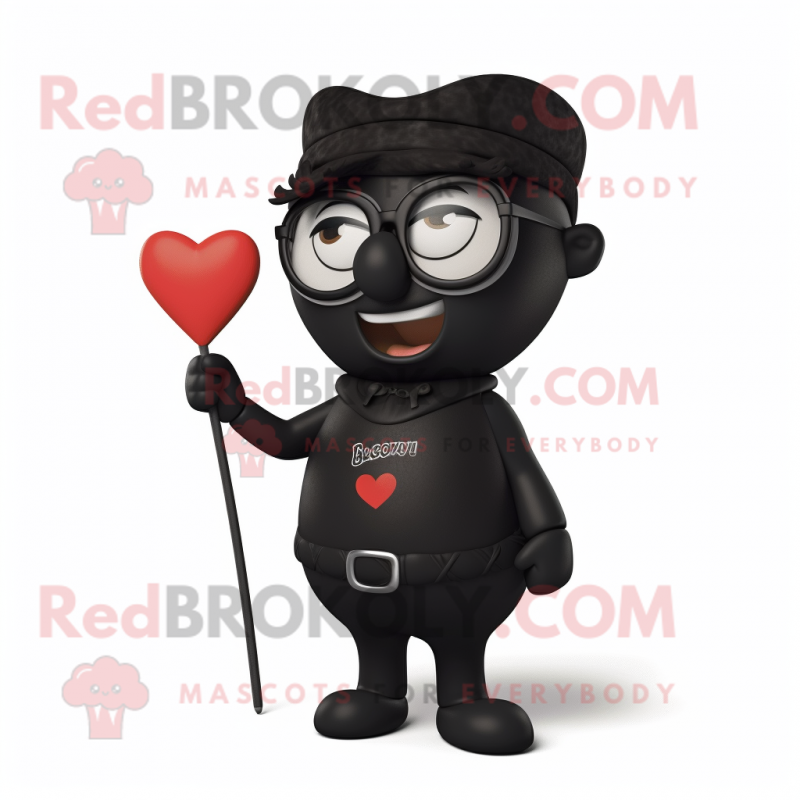 Black Arrow Of Love mascot costume character dressed with a Romper and Reading glasses