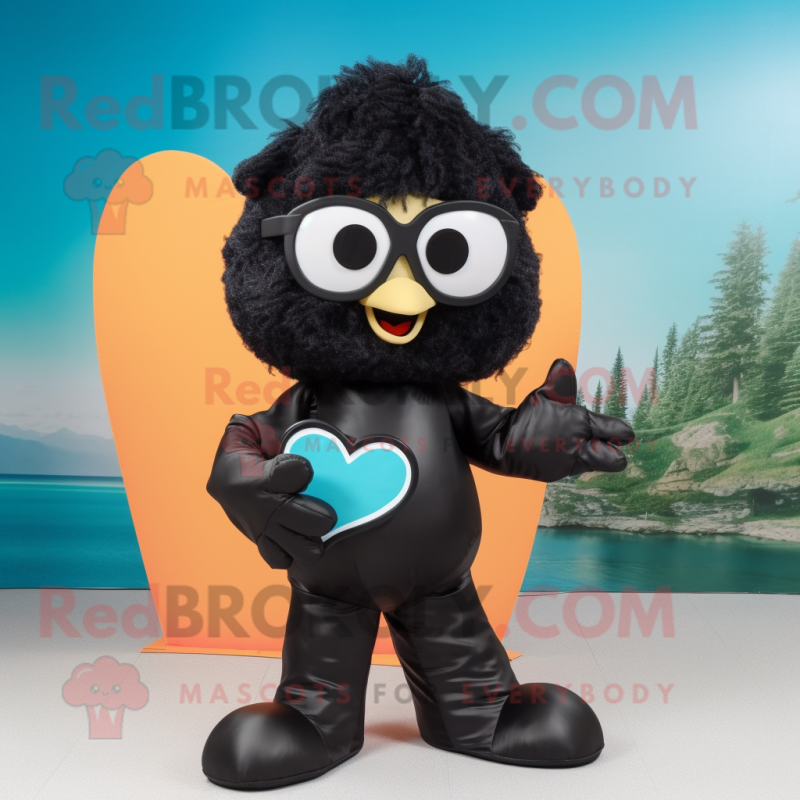 Black Arrow Of Love mascot costume character dressed with a Romper and Reading glasses