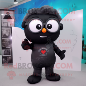 Black Arrow Of Love mascot costume character dressed with a Romper and Reading glasses