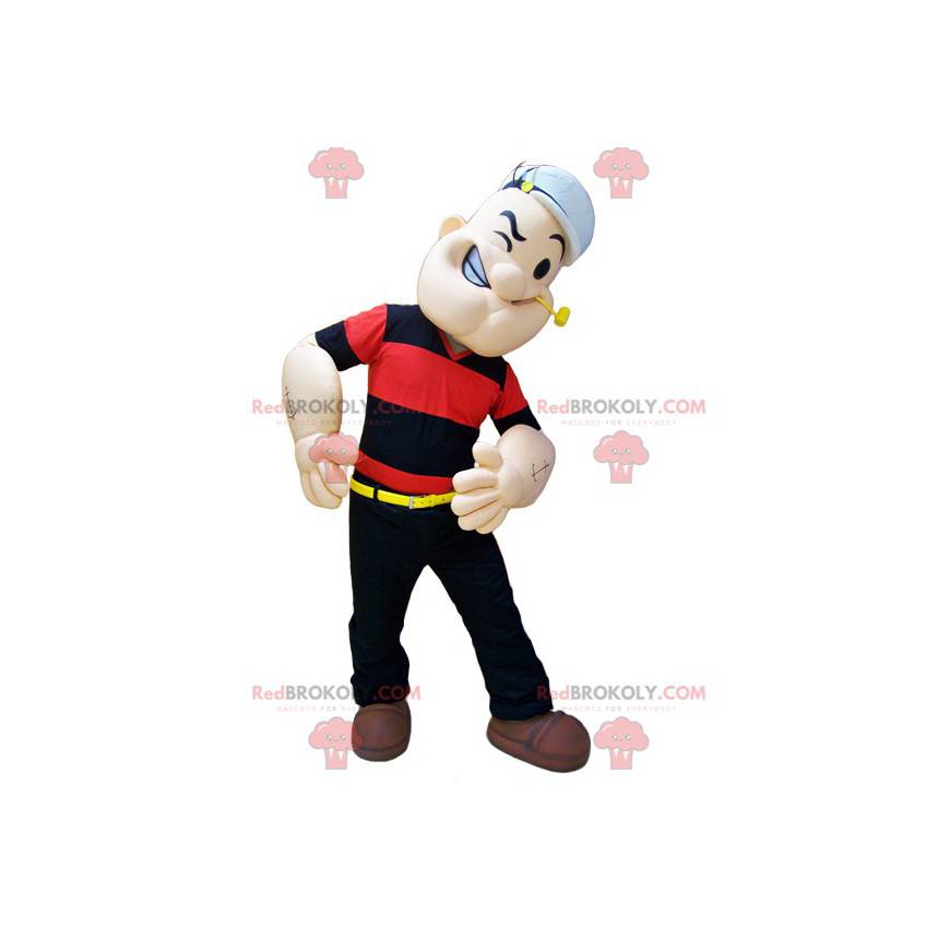 Mascot of the famous character Popeye with his pipe and his cap Mascot of the famous character Popeye with his pipe and his cap