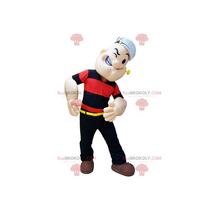 Maskot slavné postavy Popeye s dýmkou a čepicí - Redbrokoly.com