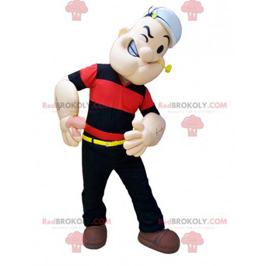 Maskot slavné postavy Popeye s dýmkou a čepicí - Redbrokoly.com