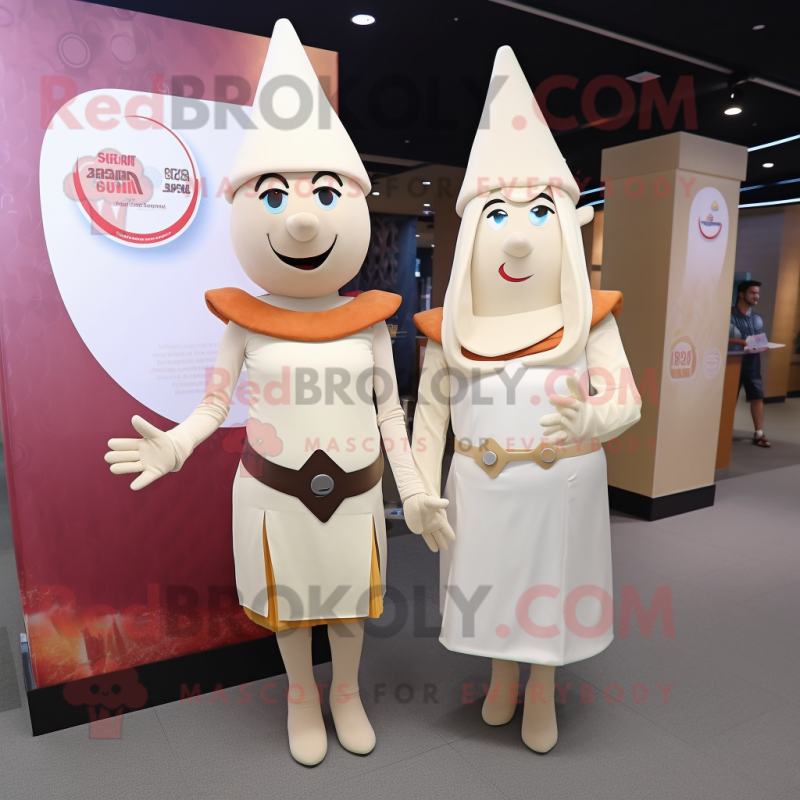Cream Chief mascot costume character dressed with a Sheath Dress and Smartwatches Cream Chief mascot costume character dressed with a Sheath Dress and Smartwatches