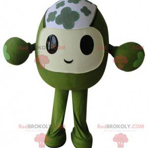 Mascotte de bonhomme tout vert fleuri et rigolo - Redbrokoly.com