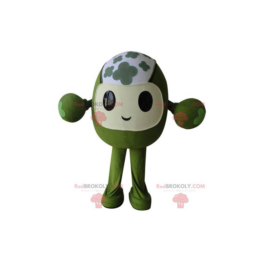 Mascotte de bonhomme tout vert fleuri et rigolo - Redbrokoly.com