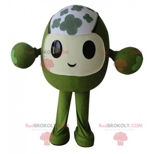 Mascotte de bonhomme tout vert fleuri et rigolo - Redbrokoly.com