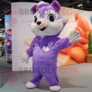 Lavender Flying Squirrel mascot costume character dressed with a Jumpsuit and Cufflinks