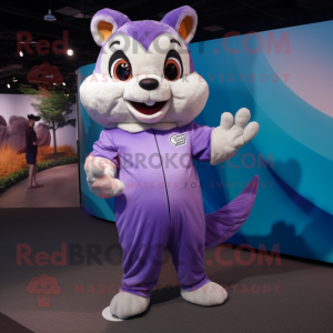 Lavender Flying Squirrel mascot costume character dressed with a Jumpsuit and Cufflinks
