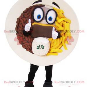 Mascotte d'assiette garnie steak frites - Redbrokoly.com